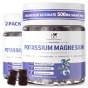 2 Pack Potassium Magnesium Gummies, Sugar-Free Potassium Gummies with Magnesium Glycinate 500mg Chewable Potassium Magnesium Supplements with Calcium, Zinc & Vitamins to Support Leg Muscle Relaxation