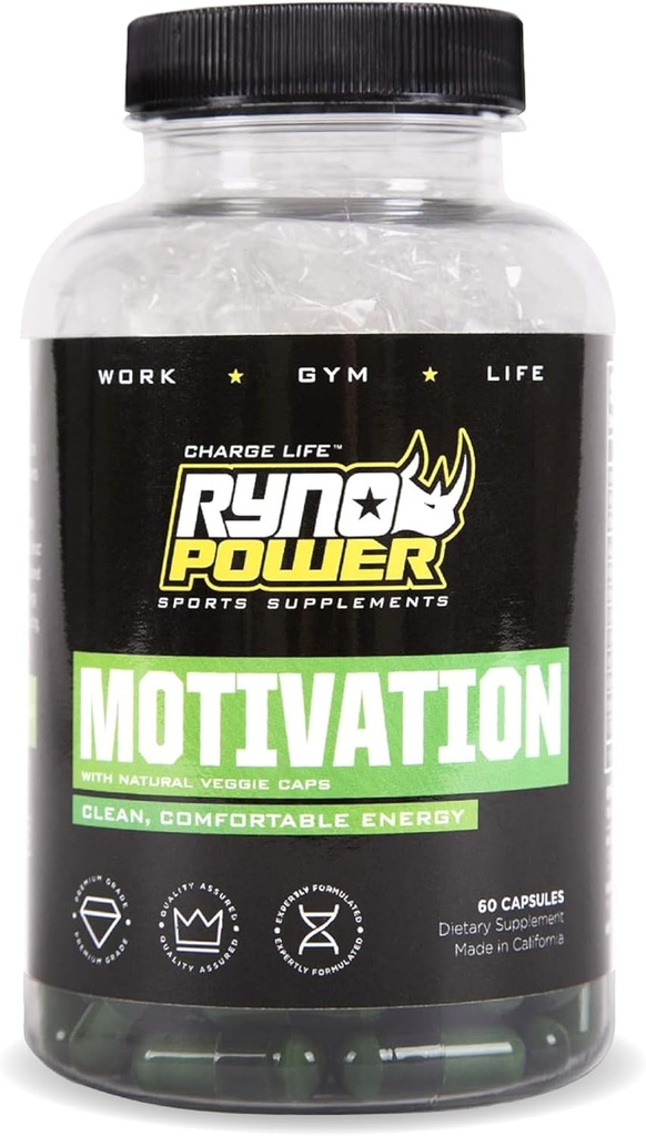 Ryno Power Motivation Pre-Workout Focus Energy Supplement Kapseln (30 Portionen)