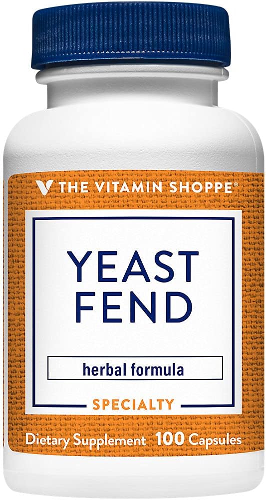 Yeast Fend bitamina, Herbal formula emakumeentzat, Akido Kaprilikoa, Lactobacillus eta Herbs (100 kapsula) ditu.