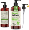 Deley Naturals Wild Caught Fish Oil for Cats with 2X Omega - Cat Fish Oil with Highest EPA ' DHA Potency - Omega 3 for Cats for Shedding, Skin, Coat, Joints, Heart and Immune System - Made in The USA