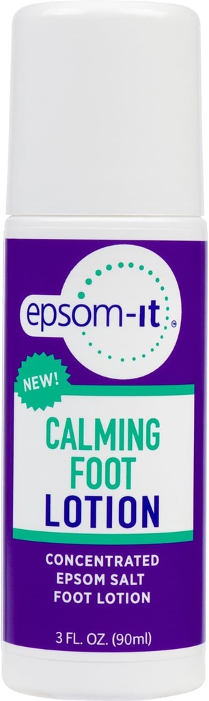 EPSOM-IT Calming Foot Lotion - Roll on Magnesio Sulfate Lotion for tired Feet & Ankles, Topical Epsom Salt with Urea, Soften Tough Skin e Cracked Heels, proporcionando confort para pernas e pés 3.0 oz