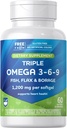 Rite Aid Triple Omega 3, 6, 9 Softgels - 60 Count Fish Oil tukemaan tervettä sydäntä, DHA ja EPA, pellavansiemen ja tarhaöljy