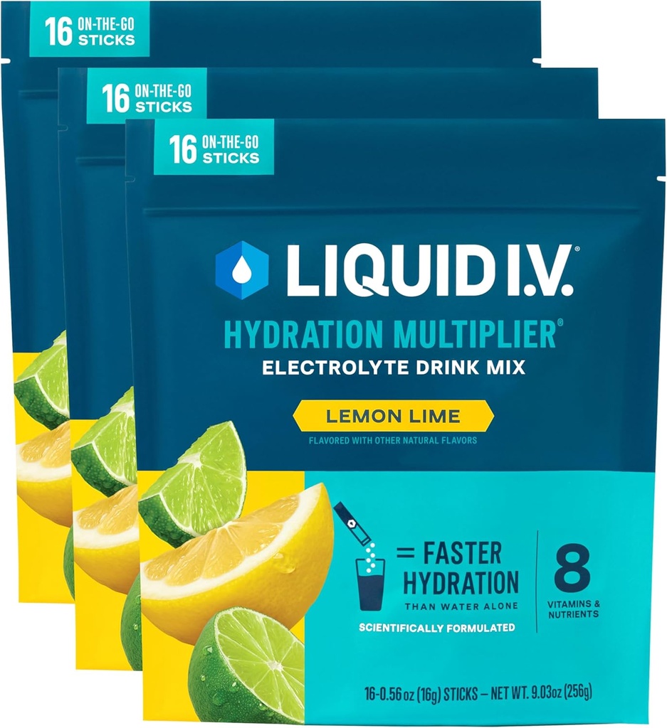 Рідкий I.V.  Hy Hydration Multiplier - Lemon Lime Electrolyte Powder Drink Mix 3 Pack (48 Сервінги)