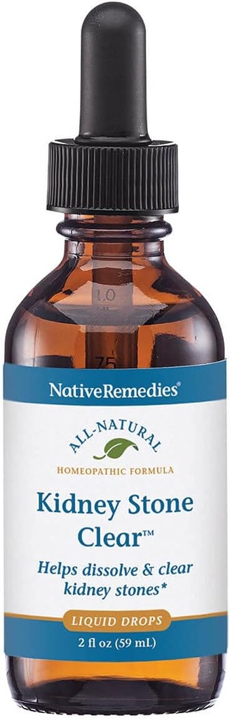 Native Remedies Nerki Stone Clear - Natural Homeopatic Formula Tymczasowo pomaga rozpuścić i jasne Kamienie Nerki - Relieves Pain, Nudności i Wymioty - 59 ml