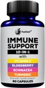 Suport d'Imne, Boondker suplementari amb Elderberry, Vitamina C, Echinacea, Turmercuminoids, Viminable B6, Zinc, L-Glutamina HCLC, Gar, Lactabacius , 60 comte, 1 paquet