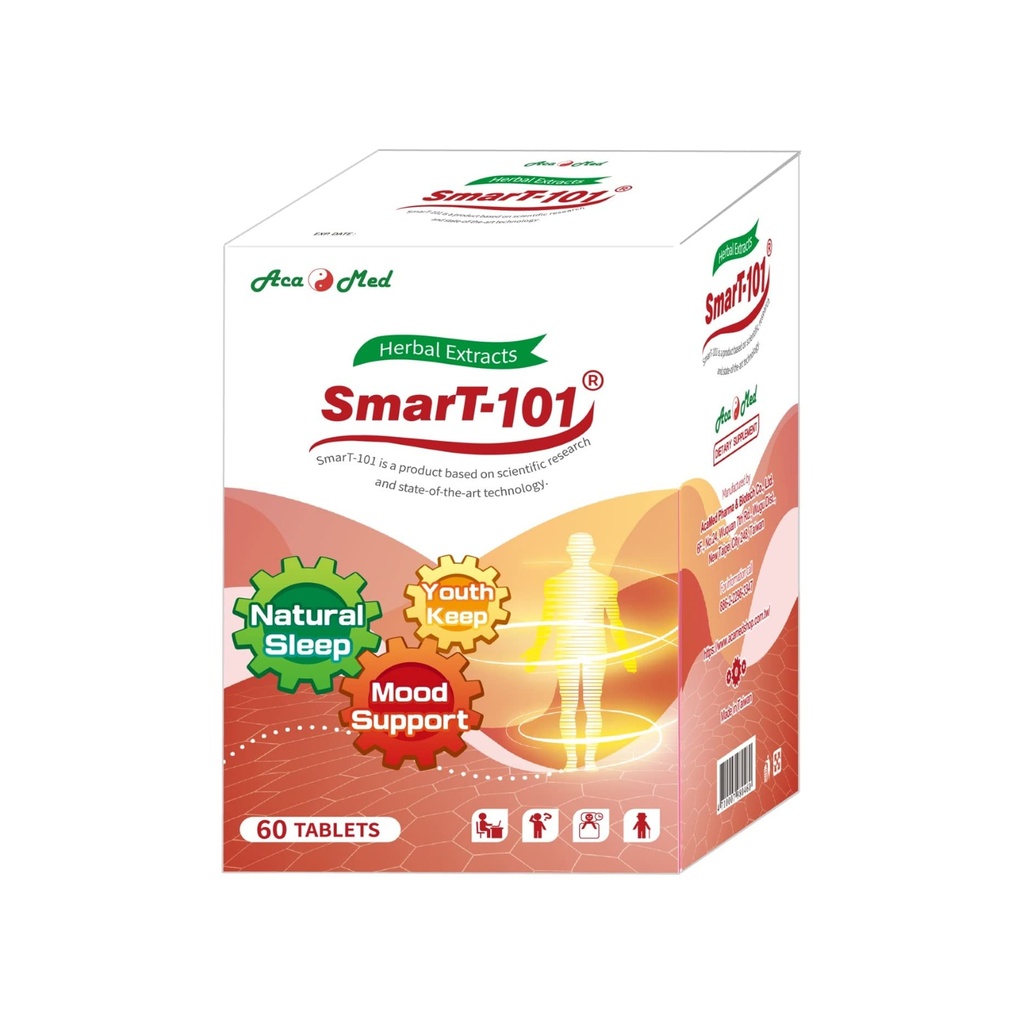 SmarT-101, Highly Recommended for Brain Fog, Improve Memory, Improve Sleep Quality, Herbal Supplement, Vegan, 60 Tablets.