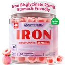 Iron Gummies for Women 25mg Plus Vitamin C, Beet Root, Vitamin B12, Folate for Iron Deficiency, Anemia, Energy Boost, Sugar Free Iron Supplement, Non-Constipating, No After Taste, 60 Cts