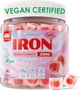 Qadınlar üçün Iron Gummies 25mg Plus Vitamin C, Beet Root, Vitamin B12, Iron Deficiency üçün Folate, Anemi, Enerji Boost, Sugar Free Iron Supplement, Non-Constipating, No After Taste, 60 Cts