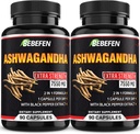 BEBEFEN Ashwagandha Capsules - 7550mg формула таблетки з екстрактом чорного перцю - 90 капсули Ashwagandha доповнення для енергетичної підтримки - 3 місяці постачання (Pack of 2)