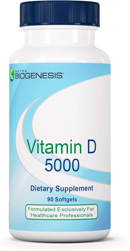 Nutra Biogenesis Vitamin D 5000 - Vitamin D3 5000 IU Softgel Capsules for Men and Women, VIT D supplement for Immune Support, Healthy Teeth ' Bone Health - 90 Softgels