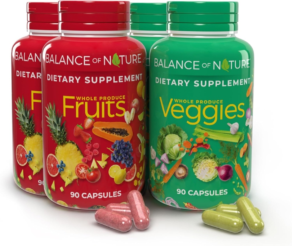 Nature Fruits & Veggies Ekspertləri - Qadınlar, Kişilər və Uşaqlar üçün bütün ümumi və pişiklər - 90 Fruit Capsules, 90 Veggie Capsules - 2 Set