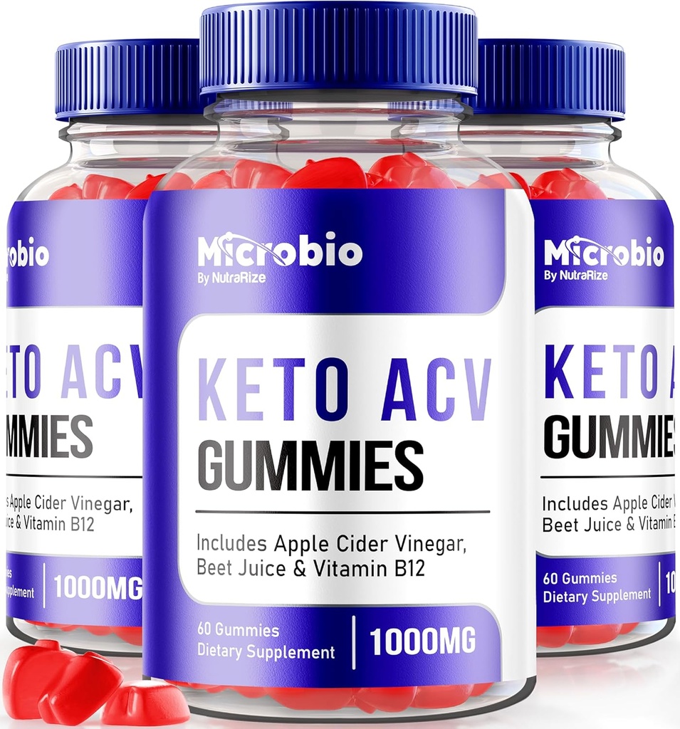 NutraRize (Opakowanie z 3 Gummies Micro Bio Keto ACV, Oficjalny suplement Keto + ACV, All Natural Micro Bio, Apple Cider Opinie Ocet (180 Gummies)