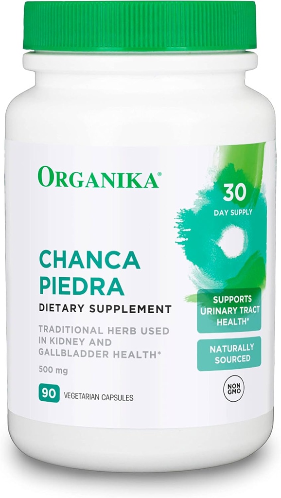 Organika Chanca Piedra 500 mg- Urine Tract Ondersteuning, Nier en galblaas Ondersteuning, Diureet, Reiniging- 90 vcaps