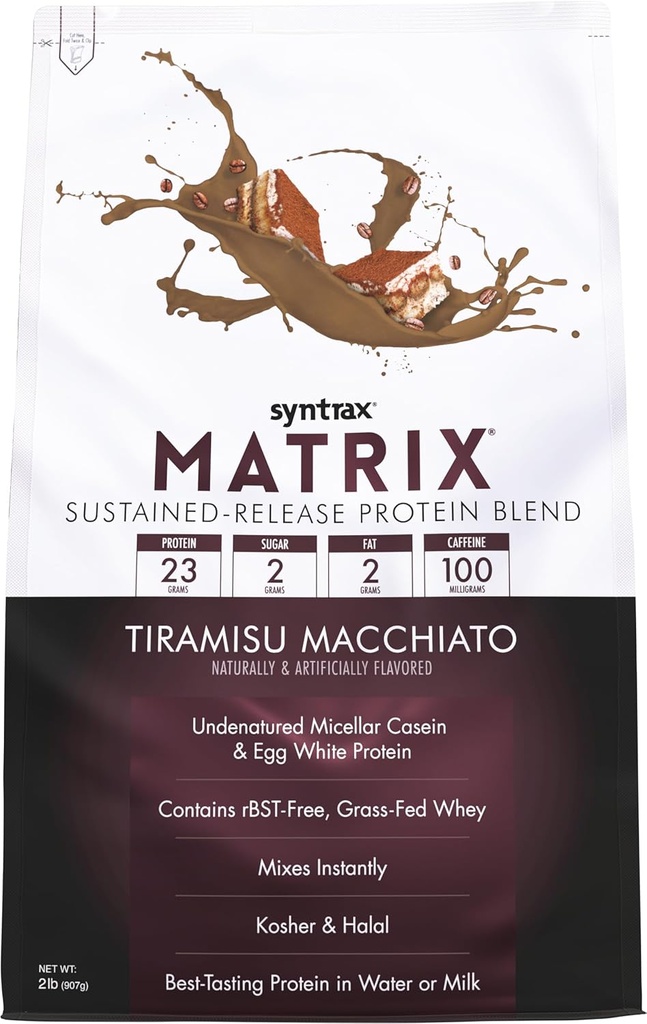 Syntrax Nutrition Matrix - Sustainaged- Release Protein Blend, Tiramisu Macchiato 2 kg. 100mg Kofeina