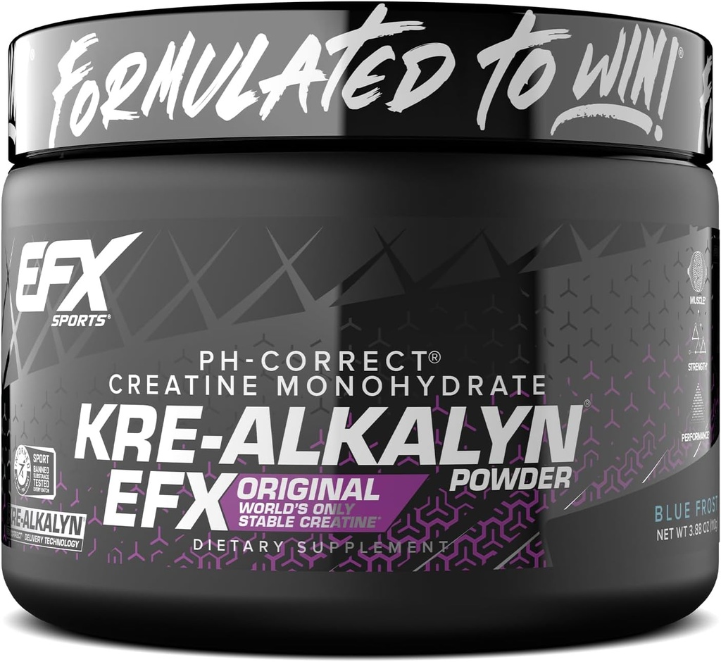 EFX Sports Kre-Alkalyn EFX Powder 124; pH korektní Creatin Monohydrát Prášek dodatek 124; Síla, růst svalů a výkon 124; 55 Služení (Blue Frost)
