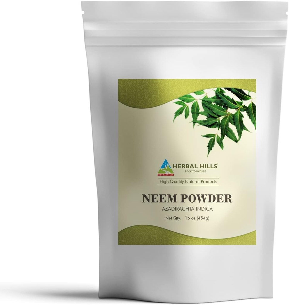 HERBAL HILLS Neem Powder Azadirahta Indica Pure Neem Leaf/Leaves Powder 16 Oz