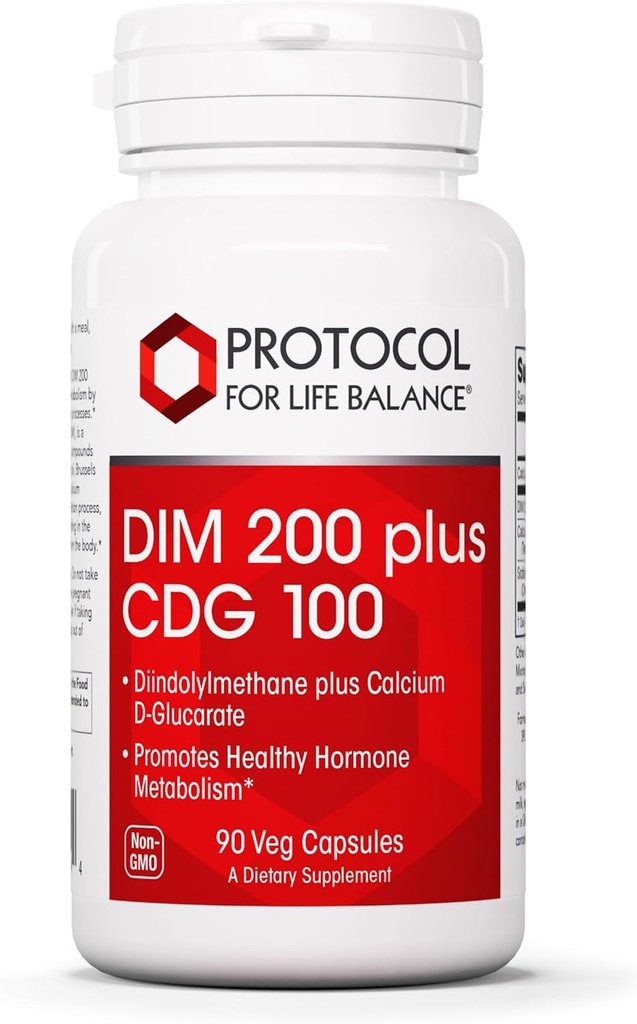 ProTOCOL for Life BALance DIM 200 Plus CDG - 200 מ"ג - תוסף Calcium & DIM - עבור ניקוי של Detox & הורמון metabolism - Calcium D Glucarate - Non-GMO & כשר - 90 Veg Caps