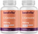 BESTVITE L- Carnosine 500mg (240 капсули) (120x2) No Fillers - No Stearates - Non Gluten Free
