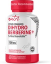 Fusões da natureza Suplemento de dihidroberberina 100mg 60 cápsulas - com canela de Ceilão - 5X mais eficaz do que regular Berberine HCL