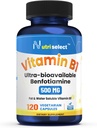 500 mq Vitamin B1, Non-GMO, Vegan, Gluten Pulsuz, Benfotiamin