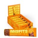 Misfits Vegan Protein Bars, Peanut Butter Fudge - Updated Recipe | Plant Based, Low Sugar & Carb, High Fiber Snacks | Pack of 15