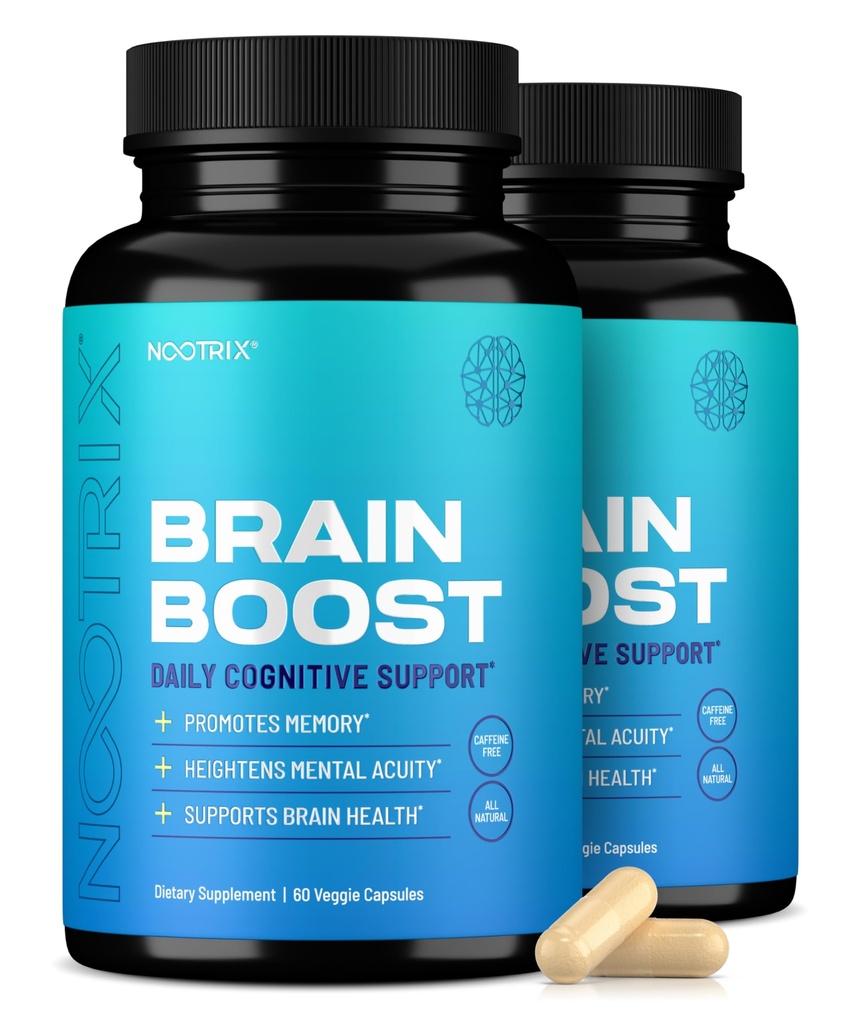 Nootrix Brain Boost Nootropic Supplement | Supports Memory, Mental Focus, Cognitive Health & Energy | Promotes Healthy Mood & Brain Function | Ginkgo Biloba & DMAE | 120 Capsules