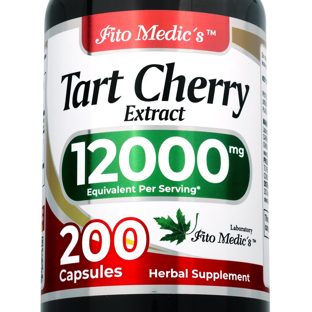 FITO MEDIC'S Lab Tart Cherry Extract Supplement, 200 Capsules, Cherry Botanical Formula