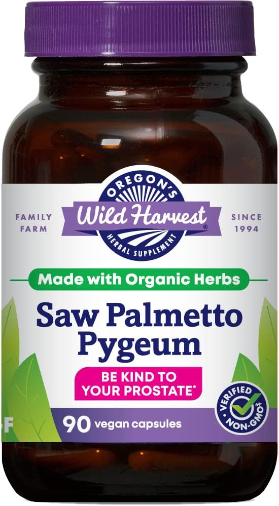 Oregon Wild Harvest Saw Palmetto Pygeum Kapsle, Non- GMO organické Bylinné doplňky, 90 Počet