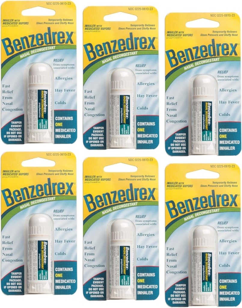 Benzedrex Inhaler Propylhexedrine Nasal Decongestant - 1 telling (verpakking van 6)