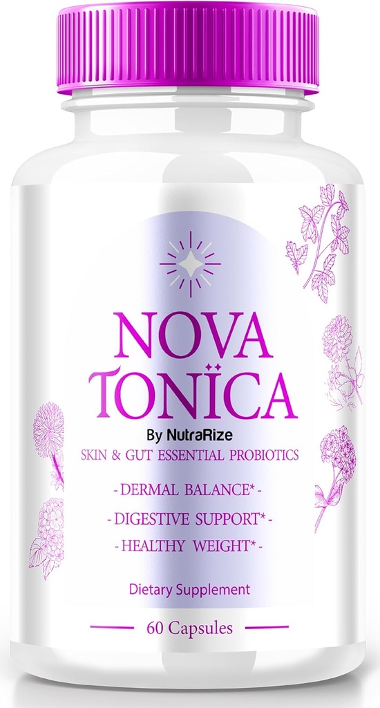 NovaTonica Capsules, Nova Tonica för att stödja naturligt hälsosam och glödande hud, extra starkt tillskott för att stödja Hydration, hudförbättrande vitaminpiller, Nova Tonic Reviews (60 kapslar)