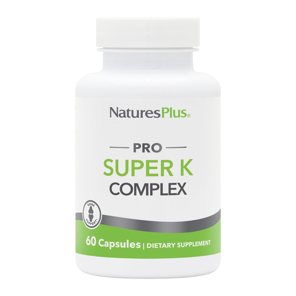 NaturesPlus PRO Super K Complex - 60 Capsules - Promotes Healthy Calcium Metabolism - Includes Vitamins K1 & K2 - Non-GMO, Vegan & Gluten Free - 60 Servings