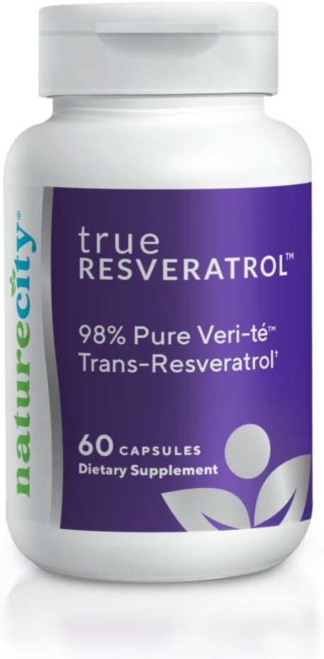 NatureCity TrueResveratrol – Resveratrol 补充和抗衰老支持,对心脏,免疫,骨骼和认知健康有75mg的跨Resveratrol(98%纯Veri-te) → 60 Veggie Capsules