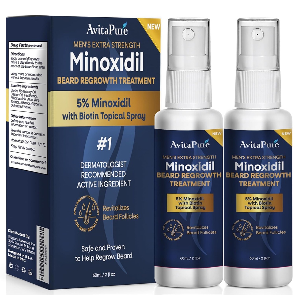 Minoxidil Beard olio di crescita: Minoxidil per gli uomini Beard infuso con biotina, Minoxidil ad alta resistenza 5% siero di crescita del cuscinetto per crescere Beard & Mustache veloce