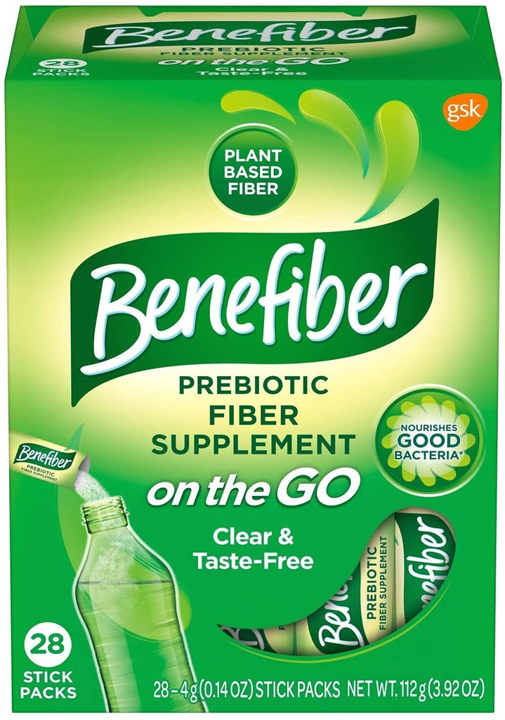 Benefiber Taste-Free, Sugar-Free Fiber Supplement Stick Packs for Digestive Health / 28 Count (6 Pack)