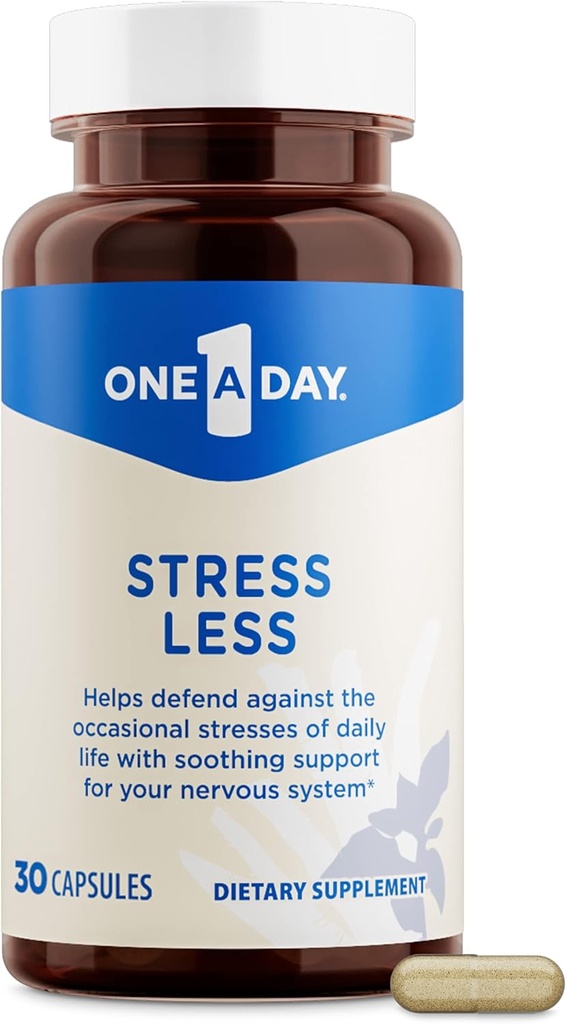One A Day Stress Supplement – Supplemento occasionale Stress Relief, formulato con Ashwagandha, Passionflower and Valerian Extracts for Nervous System Support, 30 Capsule