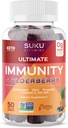 Vitamines SUKU - Immunity Ultimate - Echinacea Elderberry et Gommies Propolis pour le soutien immunitaire, Facile à mâcher - Non OGM, sans sucre gluten - Lime de grenade vitamines Gommy, 50 Compte