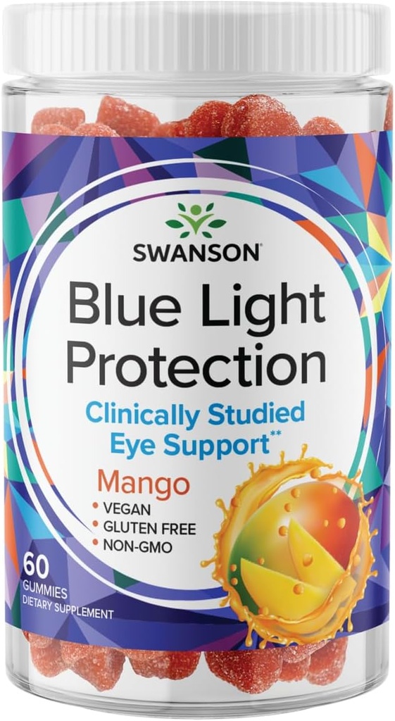 Swanson Mango Lutein and Zeaxanthin Blue Light Protection Gummies - 60 Gummies - Vegan Vision Supplement for Retinal and Macular Health