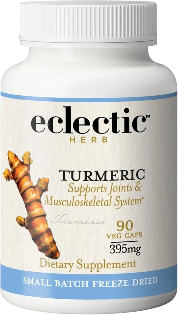 ELECTIC INSTITUTE Raw Freeze-Dried Turmeric | US Grown | Vegetarian, Ez-GMO, Gluten Free | 90 CT (395 mg)
