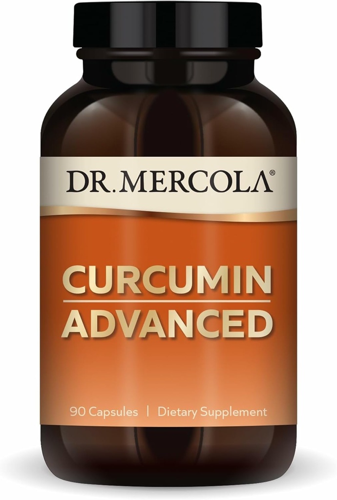 Mercola Curcumin Advanced, 90 tarjoilua (90 kapselia), 500 mg per kapseli, ravintolisä, tukee Vision Health and Mental Focus, ei-GMO