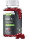 Gommies de fibre prébiotique Viteey pour adultes, 7g - Gummes de supplément de fibre soluble Gut santé et digestif - Zéro sucre ajouté, végétalien, sans gluten - 90 Compte
