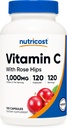 Nutricost C-vitamin Rose HIPS 1025 mg, 120 kapszula - C-vitamin 1000mg, Rose HIPS 25 mg, Premium, Non-GMO, Gluten Free Supplement