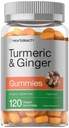 Horbäach Turmeric and Ginger Gummies | 120 Count | Peach Flavor | Vegan Non-GMO & Gluten Free Supplement
