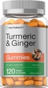 Horbäach Turmeric and Ginger Gummies | 120 Count | Peach Flavor | Vegan Non-GMO & Gluten Kostenlose Ergänzung