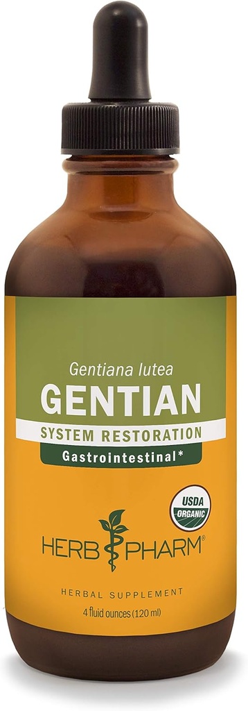 Herb Pharm Certified Organic Gentian Liquid Extract za digestivno podporo - 4 Ounce