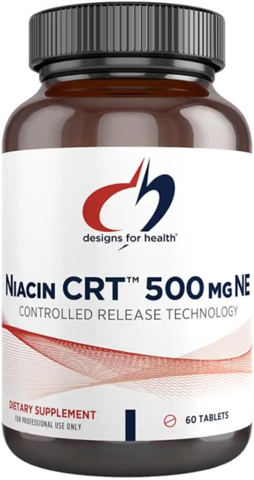 Designs for Health Niacin 500mg - Niacin CRT B3-vitamiini (Nikotiinihappo), hallittu hidas Release Tabletit auttaa minimoimaan flush - ei-GMO, Gluteeniton täydentää (60 tablettia)