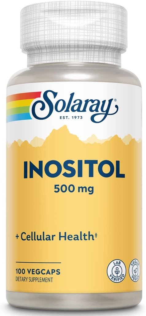 SOLARAY Inositol 500 mg Capsules | May Help Support Healthy Brain, Cardiovascular, Nervous System Function and Mood | Non-GMO, Vegan | 100 VegCaps