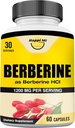 Berberine 1200mg Per Serbing as Berberine HCL, 60 Veggie капсули, 30 Servings
