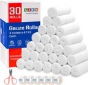 AZEN 30 Pack Gauze Rolls Bandages, 4 in x 4.1 Yards, Premium Medical Supplies & First Aid Supplies, Bandage Wrap Vet, Mummy Wrap