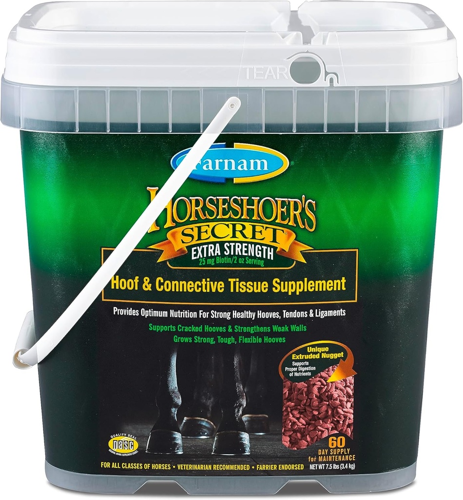 Farnam Horseshoer 's Secret Extra Force Hoof Additions & Connective Auction Addition, Promotes Stiprus, Sveikos Hooves, Tendon & raiščiai, 7,5 lbs, 60 dienų tiekimo