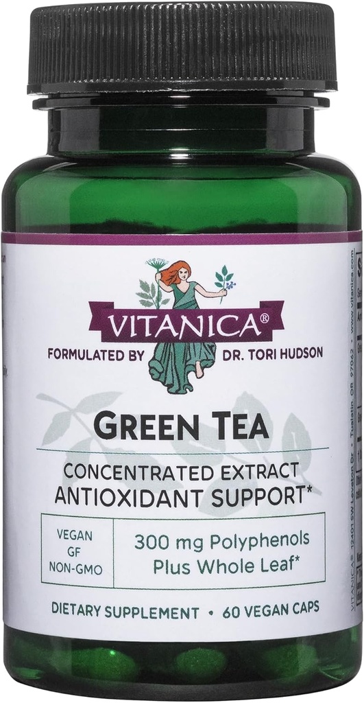 Vitanica Green Tea Extract Supplement 330mg, 45% EGCG, 98% Polyphenole und 80% Catechins, Energie Antioxidans und Immununterstützung, Vegan, 60 Kapseln